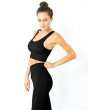 Load image into Gallery viewer, Mesh Seamless Legging With Ribbing Detail - Black
